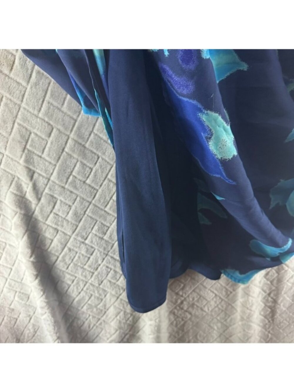 Diffusion Dress Womens L Blue Floral Chiffon Lined Spaghetti Strap Long Midi - Picture 8 of 9